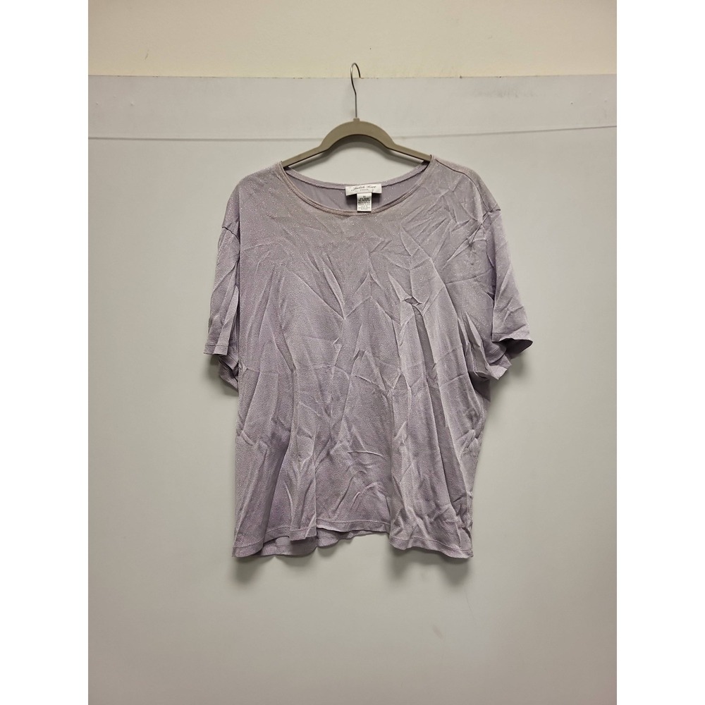 Judith Hart Woman 3X Top‎ Purple Metallic Short Sleeve Plus Size Blouse Shirt